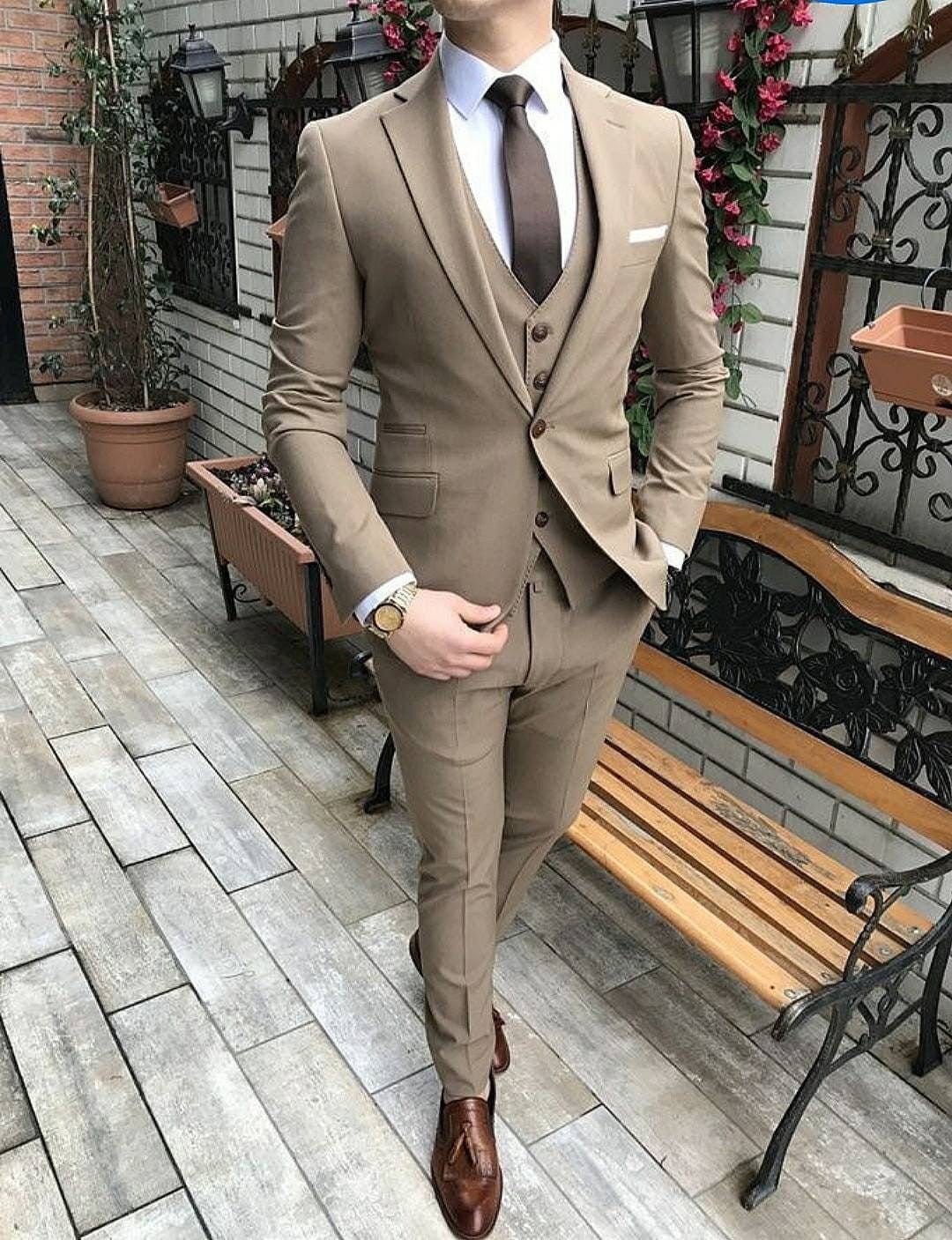 スリムスーツ ブラウン CLASSICO TAPERED】【秋冬】6釦2掛けダブルスーツ 2タック