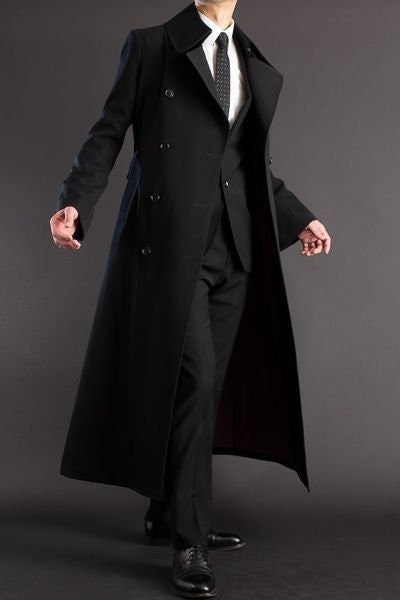 Mens Jacket Trench Long Coat Casual Fashion Double Breast Coat