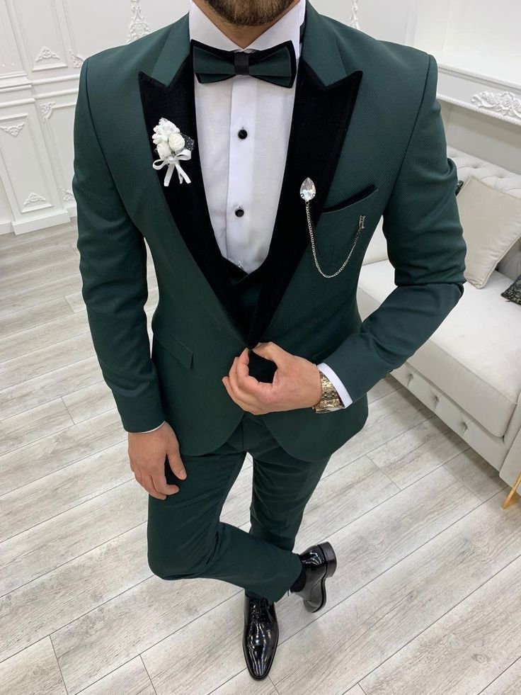 Men Green Classic Suits 3 Pieces Slim Fit Eligant Suits Beach - Etsy