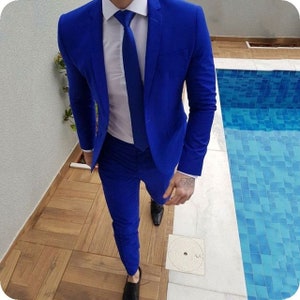 Royal blue pant deals coat with shoes