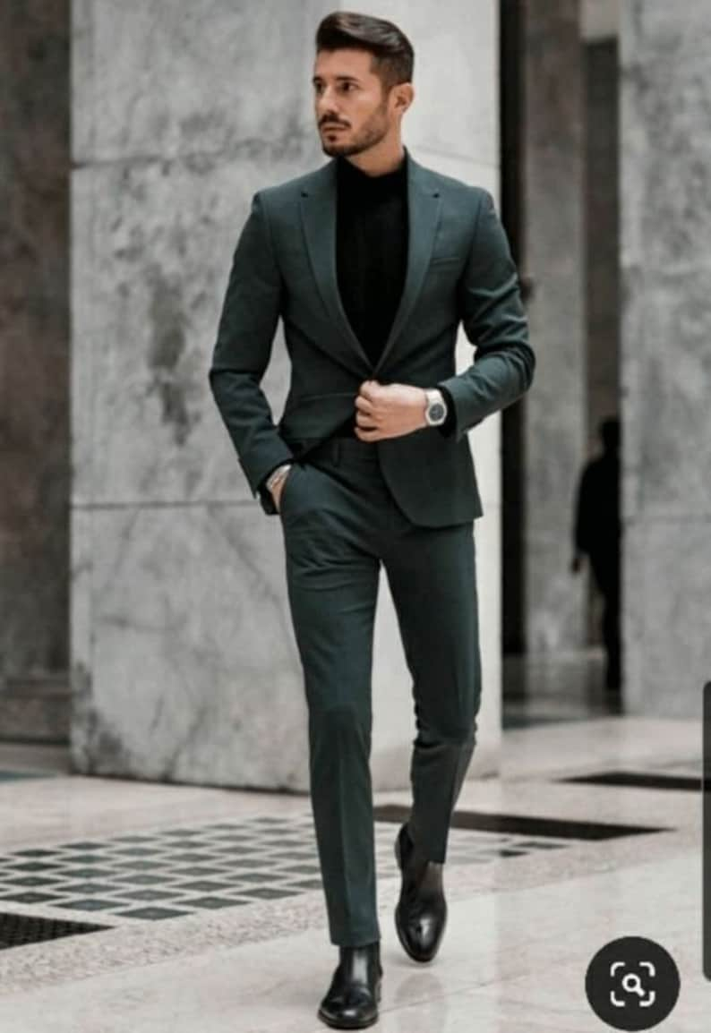 Men Suit 2 Piece Dark Grey Suits for Men Slim Fit Suits - Etsy