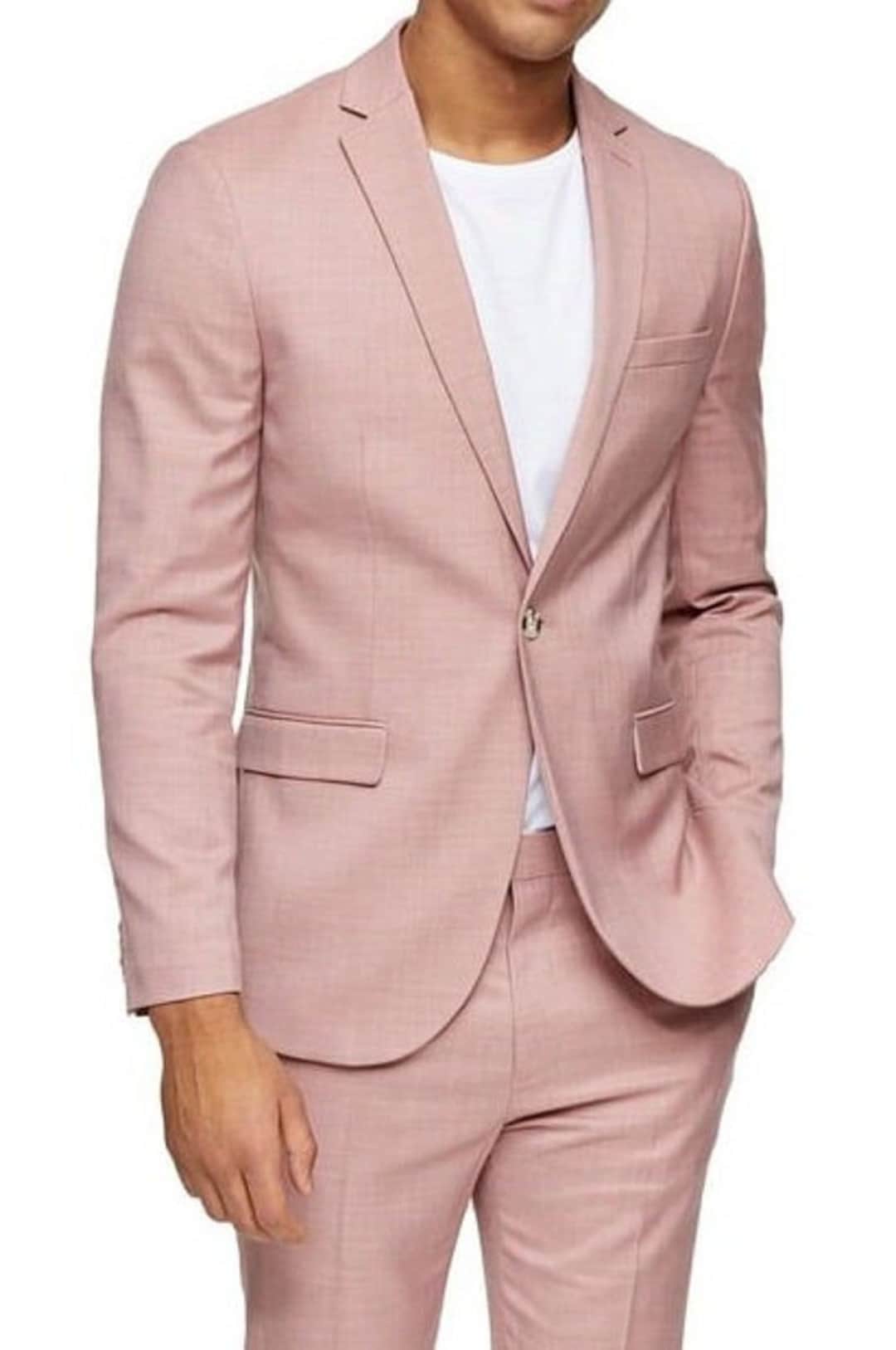 Mens Pink and Black Floral Tuxedo Suit – Slim Fit Two Piece Set