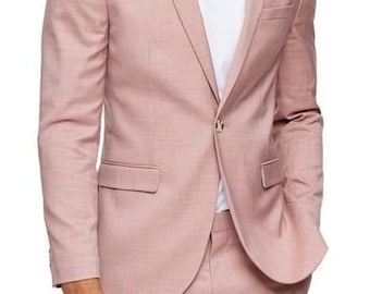 Pink Suit for Men: Slim Fit One Button Wedding Groom Tuxedo