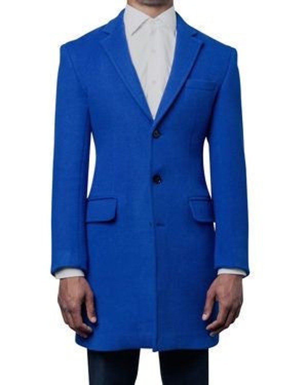 Mens Royal Blue Jacket Trench Long Coat Casual Fashion Double Breast Coat Luxury Black Tweed Long Overcoat Long Jackets Etsy UK
