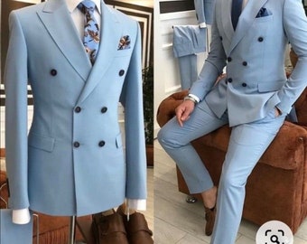 スーツ Double-breasted setup & shirt & tie Premium Mens Double Breasted Suit Set - 2-Piece Blazer