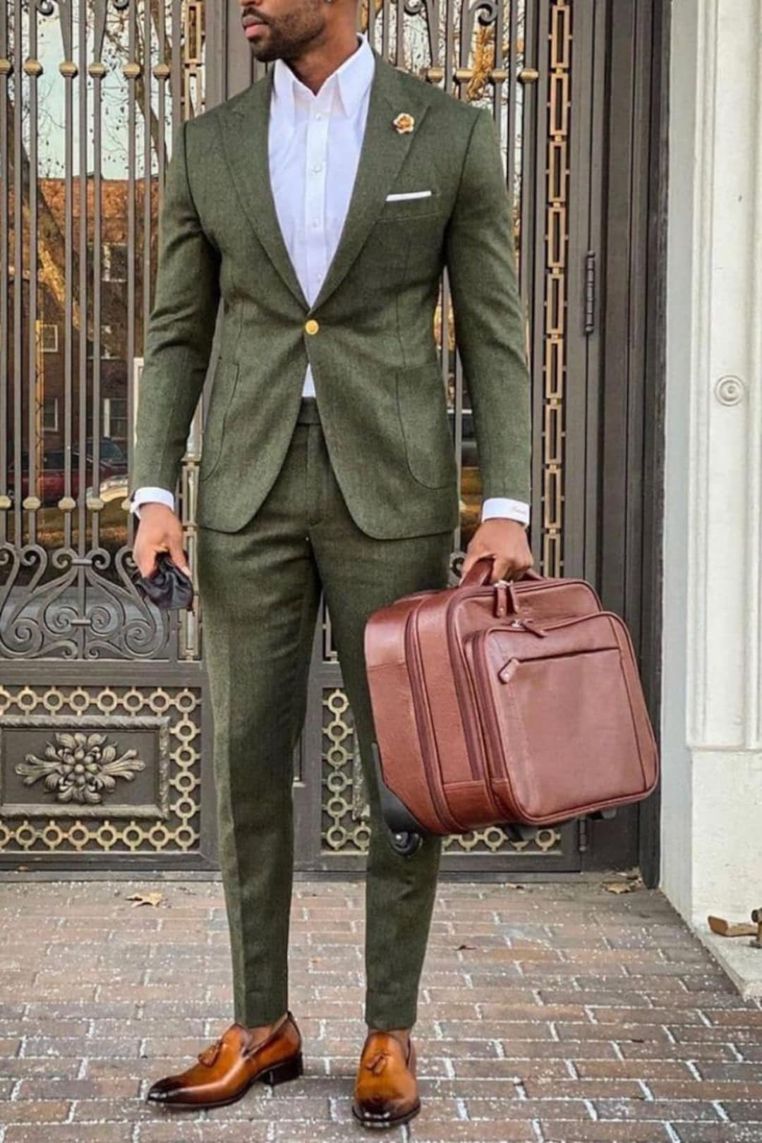 Men Olive Green Suit Wedding Suit Green Double Breasted Suits Sainly– SAINLY