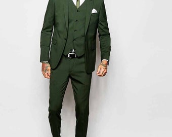 Men Green Classic Suits  3 Pieces Slim Fit Eligant Suits, Beach Wedding Wear Suits, Groom Wear Suits, Party Wear Suits, Bespoke For Men