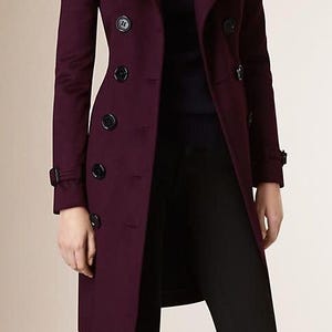 Women Maroon Trench Coat Double Breasted Pocket Pea Coat Women Overcoat Women Coat Women Winter Coat Women Jacket Etsy