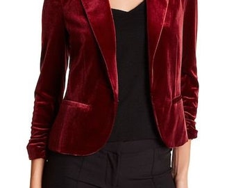 Ladies red top velvet blazer