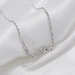 Collar de plata de ley 925 con diseño de amor árabe, colgante de circonita con caligrafía, cadena de plata ajustable, joyería romántica, regalo en caja para ella.