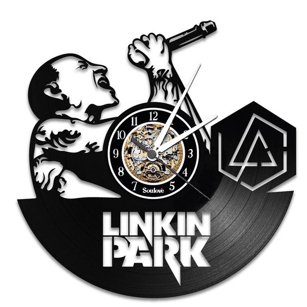 Reloj de pared de vinilo Linkin Park • Reloj guitarrista • reloj de vinilo • Chester Bennington - Arte de pared de Linkin Park - Rock le regala