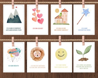 Affirmation Cards For Kids German, Affirmationskarten für Kinder, Mutmachkarten Affirmationen, Positive Glaubenssätze