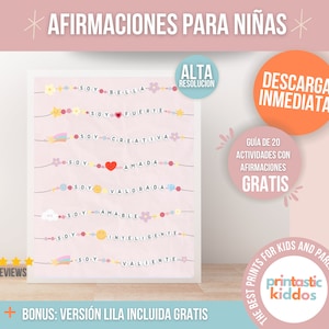 Afirmaciones Positivas Para Niñas En Español / Positive Affirmation Cards For Girls In Spanish / Tarjetas para la autoestima para niñas