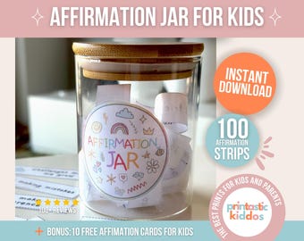 Kids Affirmation Jar Kit: 100 Positive Quotes (Digital Download)
