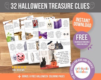 Halloween Scavenger Hunt Clues: Printable Treasure Hunt Game (Customizable)
