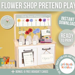 Flower Shop Pretend Play Set – Printable Kids Play Set, Florist Role Play, Pretend Store, Bouquet Making, Imaginative Play, Montessori, Play