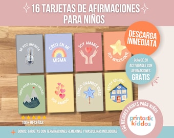 Tarjetas de afirmaciones positivas para niños en español  | Positive Affirmation Cards For Kids In Spanish | Tarjetas para la autoestima