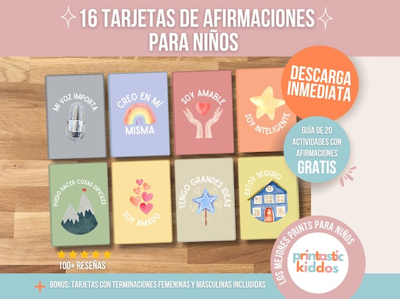 Spanish Affirmation Cards for Kids: Positive Self-Esteem (PDF)