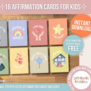 Ermächtigen Affirmationskarten, druckbare Affirmationskarten für Kinder, positive Kinder Printables, positive Mindset-Printables, Kinder Empowerment
