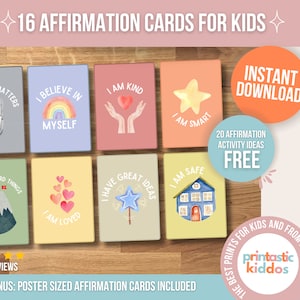 Tarjetas de afirmaciones positivas, afirmaciones para empoderar a los niños, mentalidad de crecimiento positivo, citas inspiradoras, mantras para niños, desarrollo personal