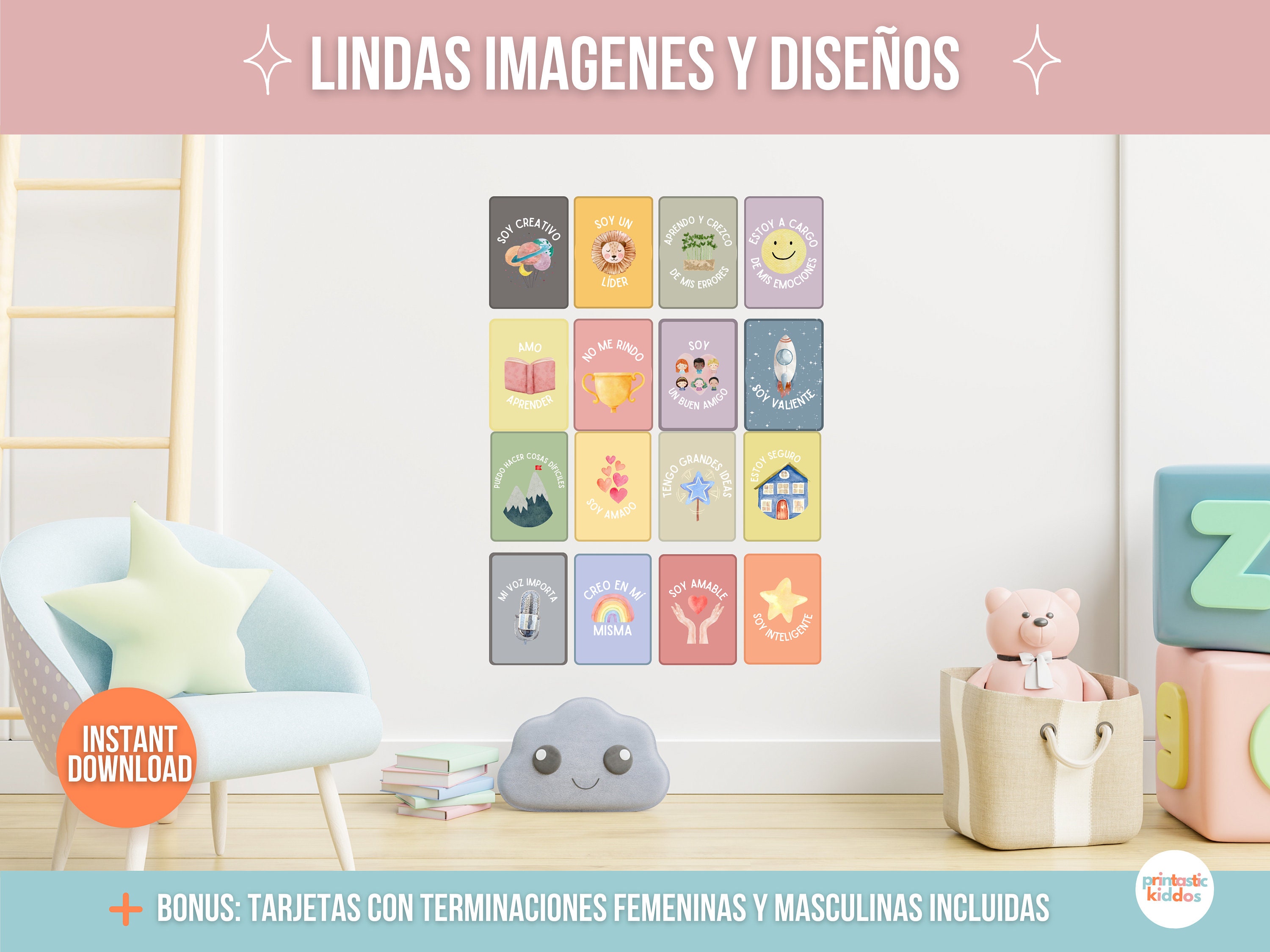 Spanish Affirmation Cards for Kids: Positive Self-esteem (PDF) - Etsy