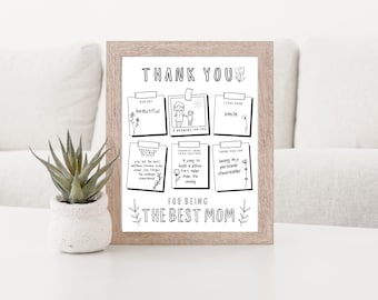 Printable All About Mom Activity, Mother's Day Activity for Kids, Mother's Day School Activity, Mom Coloring Page, DIY Gift for Mom from Kid