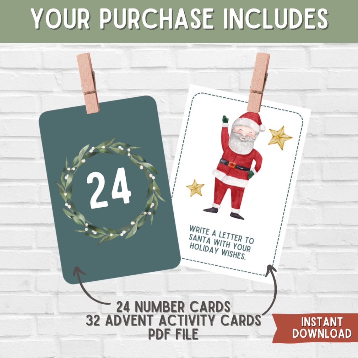 Advent Cards for Kids, Advent Calendar Kids, Avent Cards Printable ...