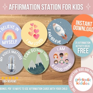 Carte di affermazione per bambini, stazione di affermazione, carte motivazionali e positive, affermazione quotidiana per bambini, carte di affermazione per bambini