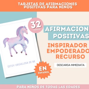 Afirmaciones en español para niños, Tarjetas de positividad en español, Tarjetas motivacionales en español, Afirmaciones diarias en español, Afirmaciones imprimibles