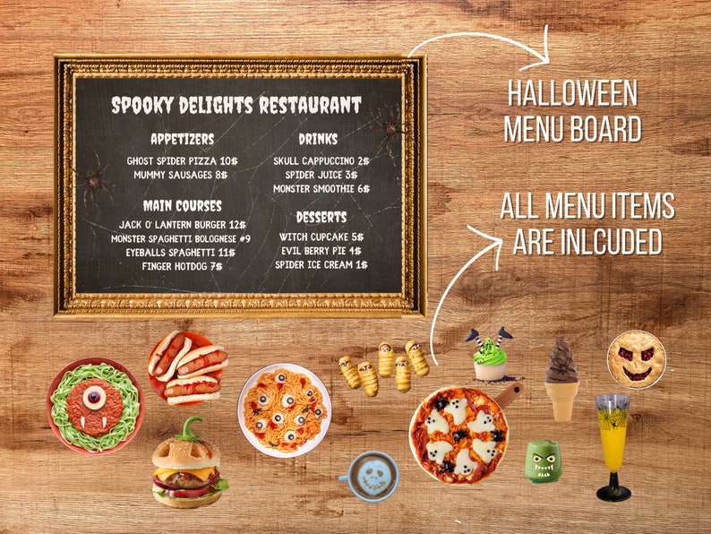 Halloween Dramatic Play Printable Restaurant Pretend Play Etsy