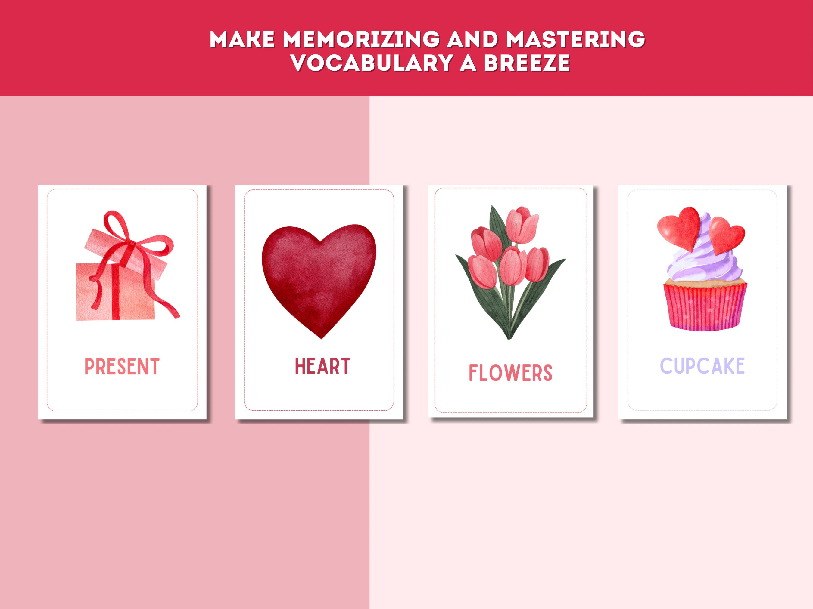 Printable Valentine's Day Flashcards, Valentine Flashcards for Kids ...