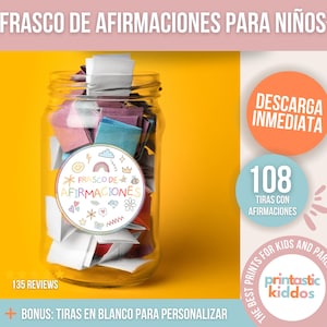 Tarjetas de afirmaciones positivas para niños en español / Frasco De Afirmaciones Para Niños / Tarjetas para la autoestima / Tarro Niños