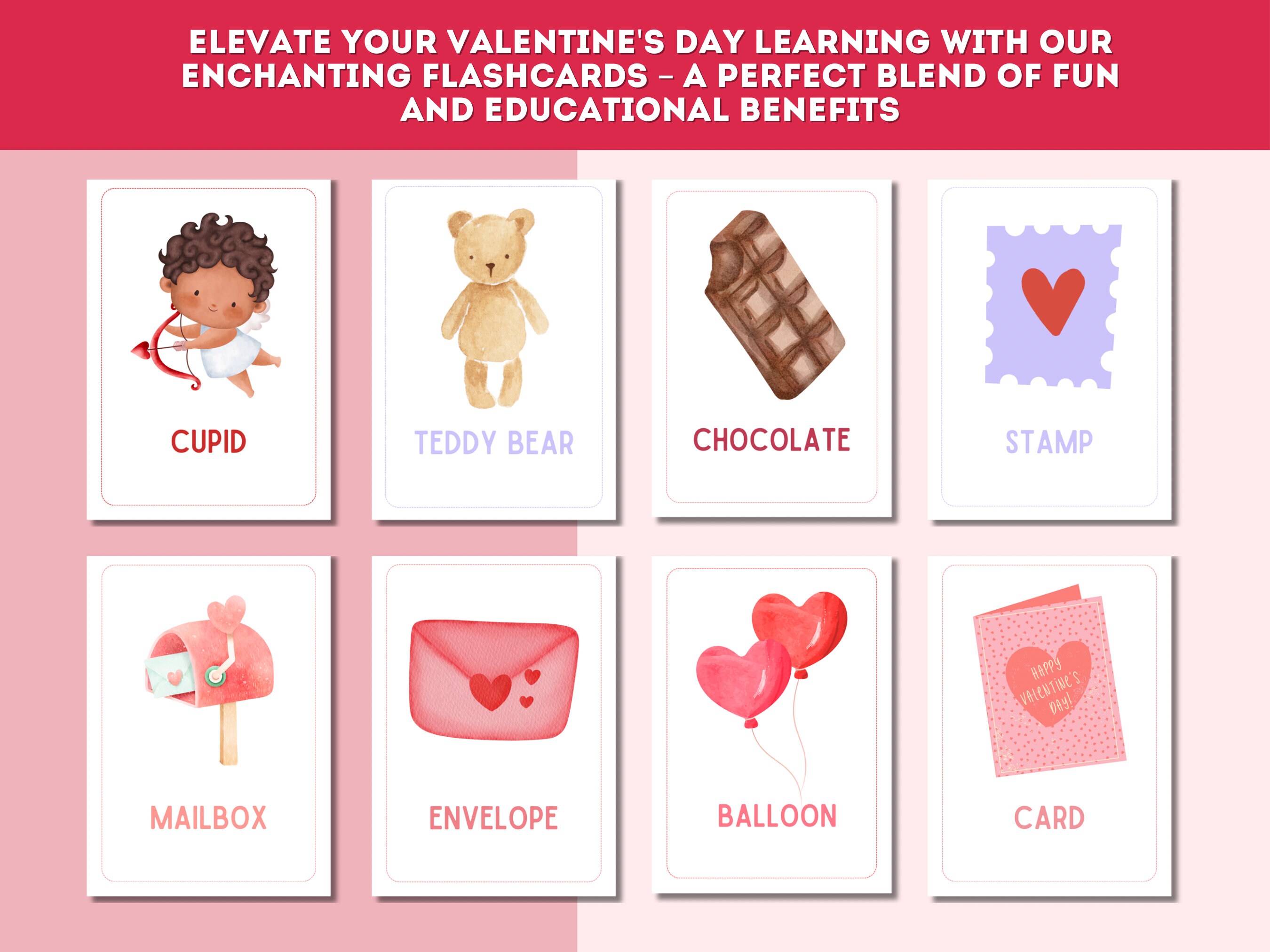 Printable Valentine's Day Flashcards, Valentine Flashcards for Kids ...