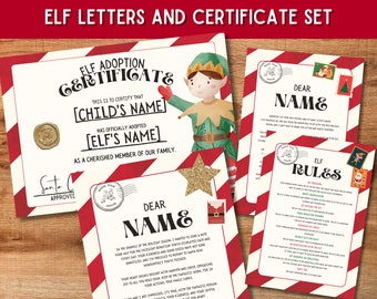 Elf letter bundle, Elf arrival letter, Elf farewell letter, Elf adoption certificate, Elf Hello and goodbye letter,Elf Activity kit download
