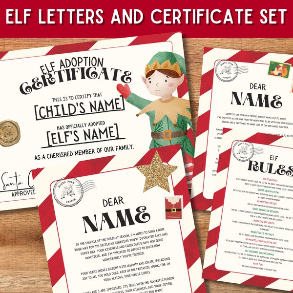 Elf letter bundle, Elf arrival letter, Elf farewell letter, Elf adoption certificate, Elf Hello and goodbye letter,Elf Activity kit download