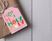 Christmas Teacher Appreciation Tag, Printable Christmas School Gift Tag, Gift For Teacher, Ho Ho Holy Moly Tag, Pink Christmas Gift Tag