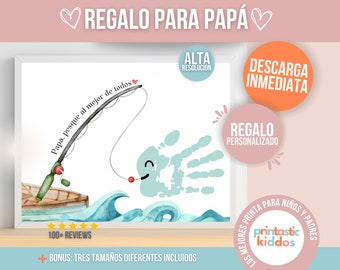 Spanish Father's Day Card: Printable Handprint Art (Digital Download)