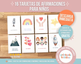 Tarjetas de afirmaciones positivas para niños en español  | Positive Affirmation Cards For Kids In Spanish | Tarjetas para la autoestima