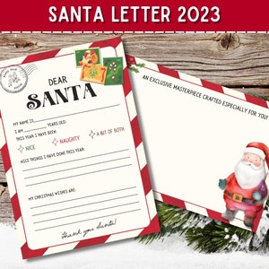 Carta para niños a Papá Noel, Carta a Papá Noel, Carta de Navidad, Carta imprimible a Papá Noel, Descarga imprimible de Feliz Navidad,