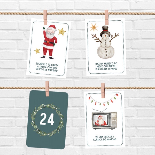 Calendario Adviento Para Niños, Plantilla con 32 Ideas de Actividades, Navidad Niños Español,  Descarga Digital, Actividades de Navidad Niño