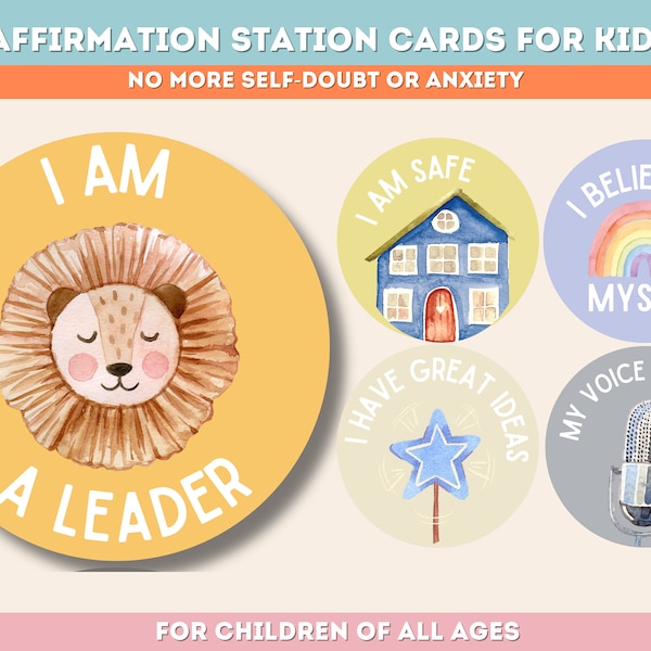 Affirmation Cards For Kids, Affirmation Station, Motivational & Positivity Cards, Kids' Daily Affirmation, Kids Affirmation Cards