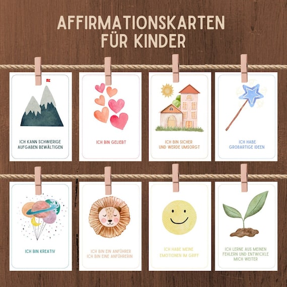 Affirmation Cards For Kids German, Affirmationskarten für Kinder, Mutmachkarten Affirmationen, Positive Glaubenssätze