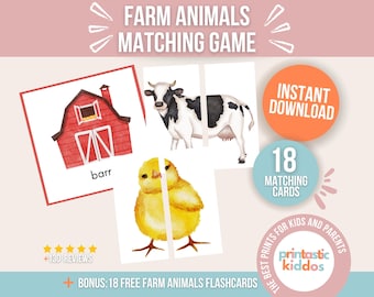Farm Animals Matching Game for Toddlers: Educational Activity (Digital Download)