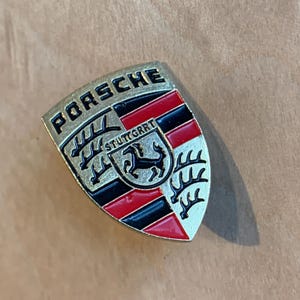 Porsche Enamel Pin – Red Black Gold Car Badge Lapel Pin | Collector Gift | Classic Car Accessory | Porsche Enthusiast Memorabilia