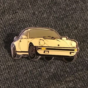 Classic enameled white Porsche 911 car lapel pin