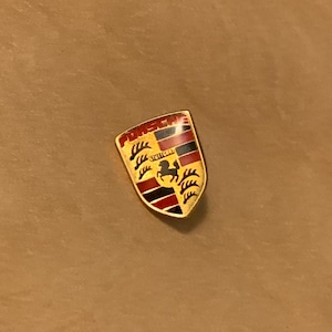 Porsche Enamel Pin – Red Black Gold Car Badge Lapel Pin | Collector Gift | Classic Car Accessory | Porsche Enthusiast Memorabilia