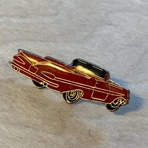 Enameled vintage red 1959 Chevrolet Impala convertible lapel pin
