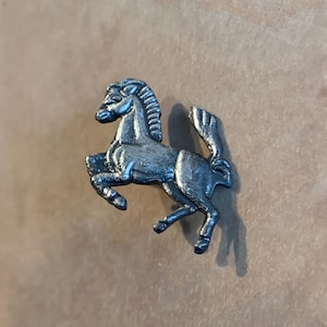 Silver Ferrari prancing horse lapel pin