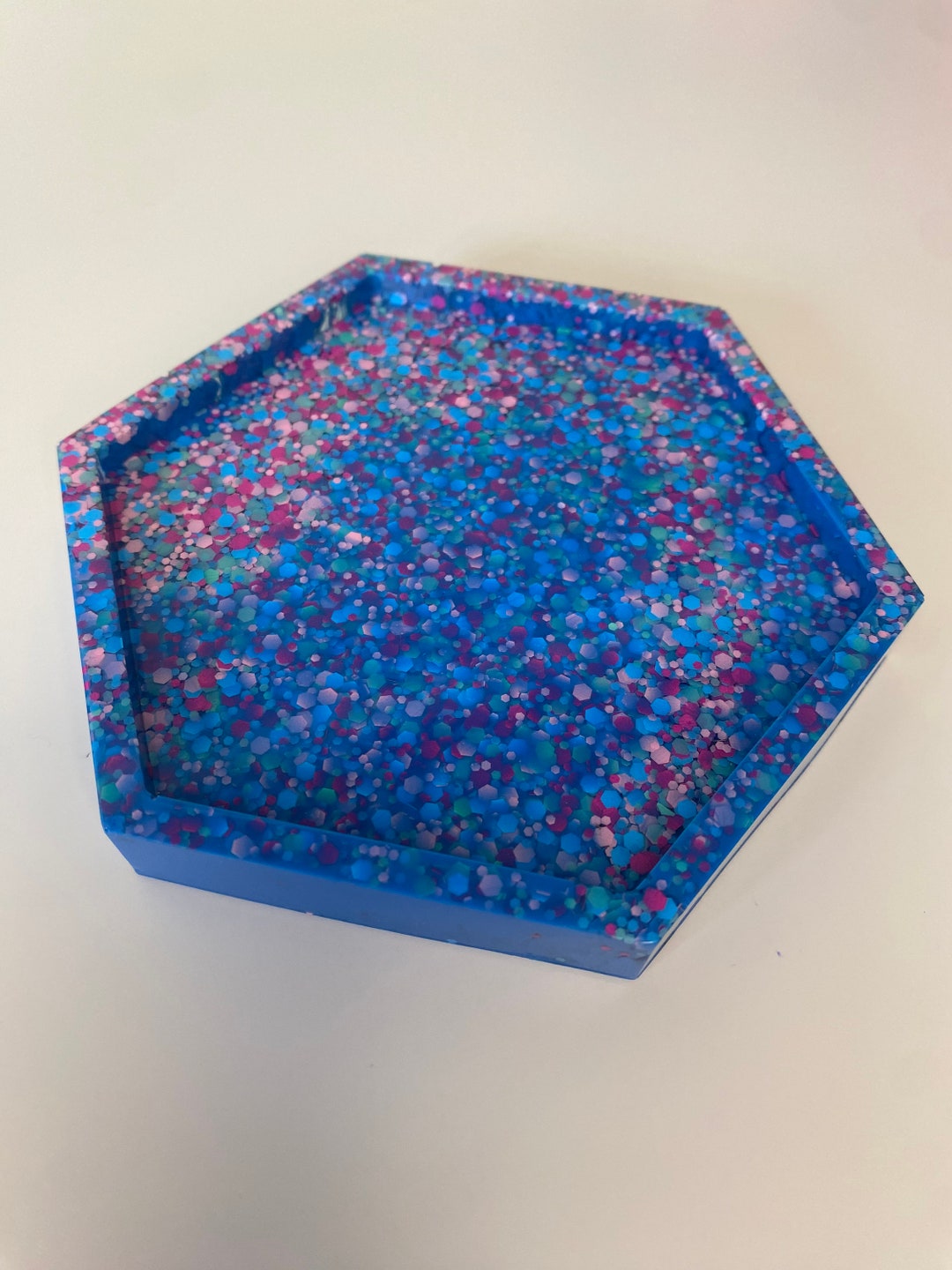 Blue and Hot Pink Baby Pink Glitter Confetti Hexagon Resin Etsy