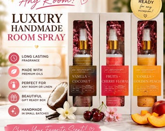 Raumspray-Geschenkset | Luxuriöse Bettwäsche & Raumspray | Natürlicher Raumduft | Handgefertigter Lufterfrischer | Einzugsgeschenk | 120 ml Spray